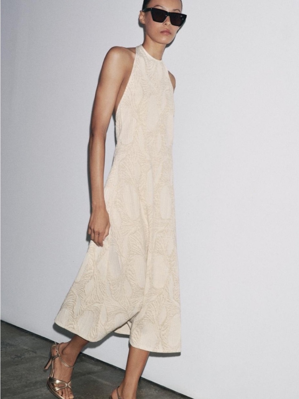 Zara Cream Halter Midi Dress - Picture 3 of 6